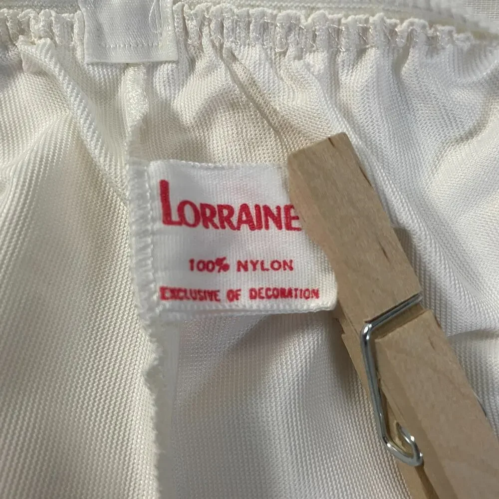 Vintage Lorraine Half Slip Size Small White Silky Shiny Long Maxi Side Slit 70s
